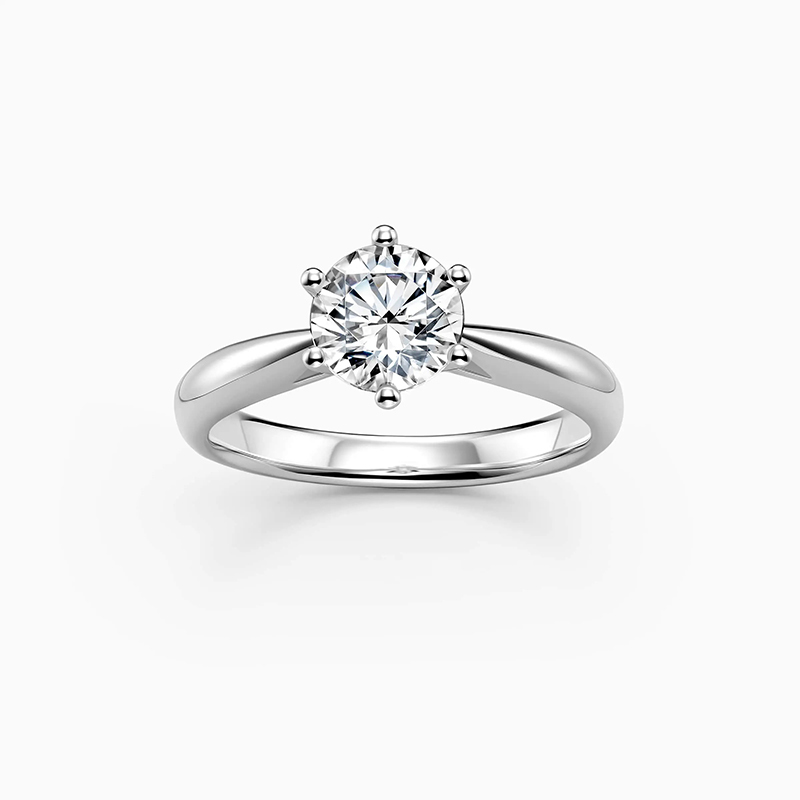 Six-prong diamond ring