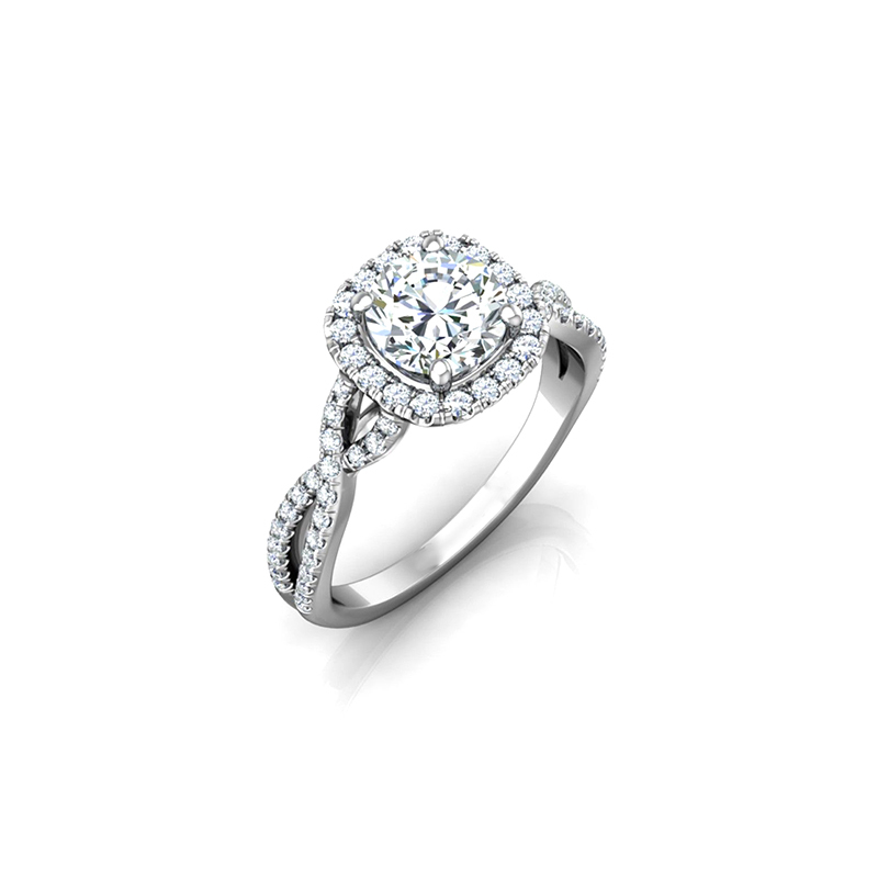 Square Twisted Band Diamond Ring