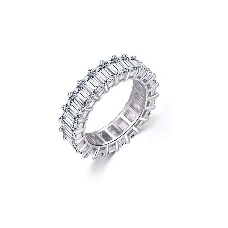 Emerald Cut Channel Set Eternity Band Diamomd Ring