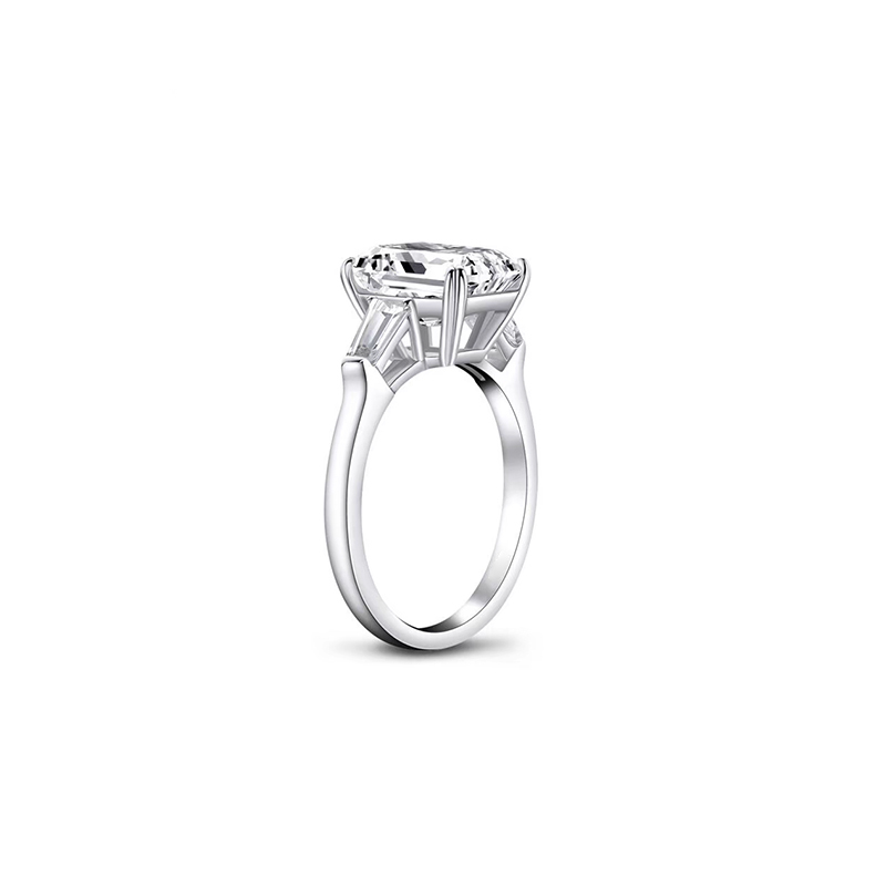Emerald-cut three-stone lab growm diamond ring