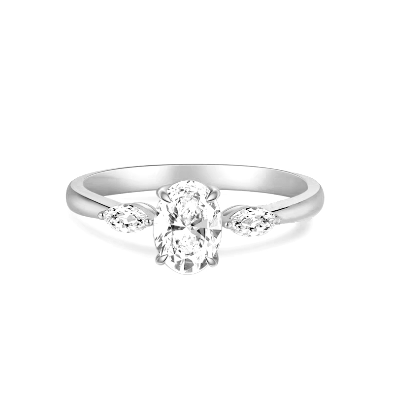 Oval-cut three-stone lab grown diamond ring