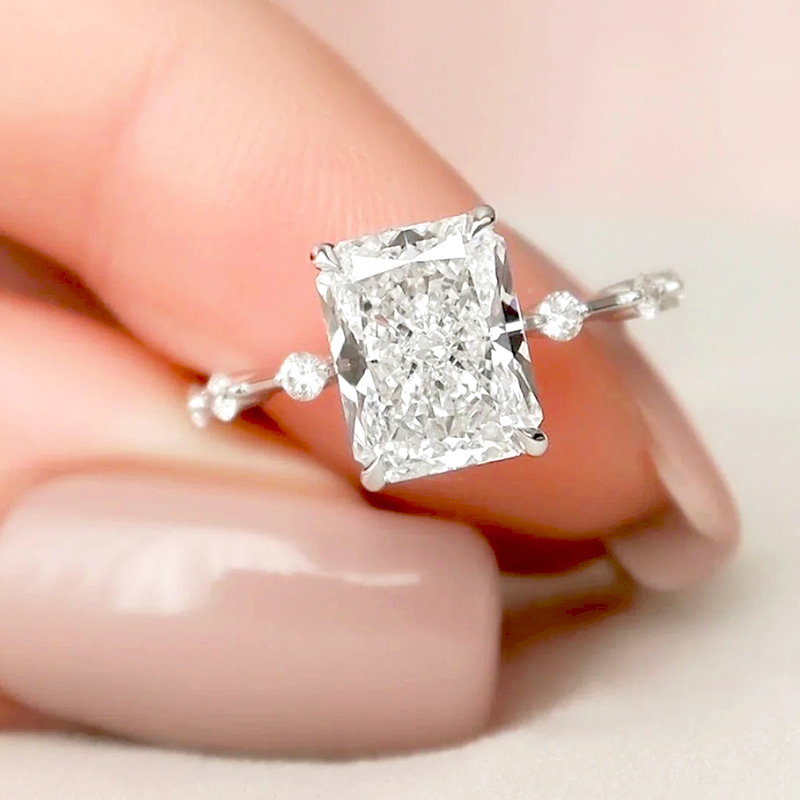 Radiant-cut lab-grown diamond ring