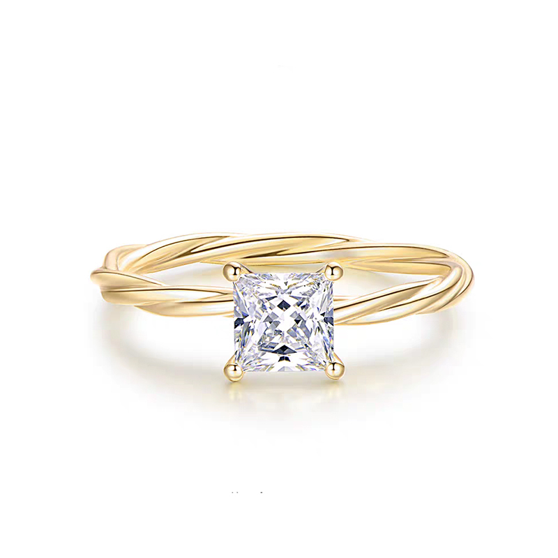 Cushion-cut diamond ring with a twisted shank