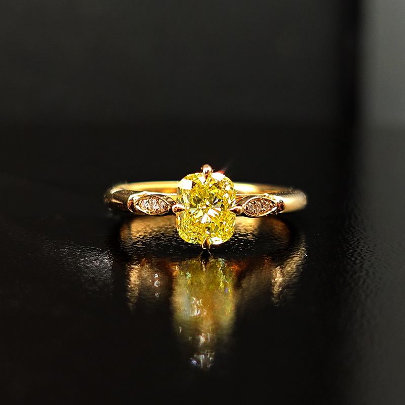 Cushion-cut yellow diamond ring
