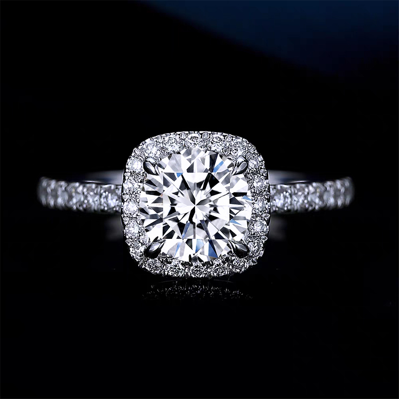 Sugarloaf-cut halo lab diamond ring