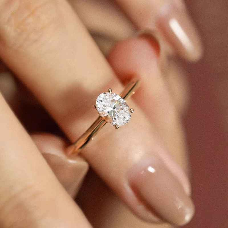 Oval-cut lab-grown diamond ring