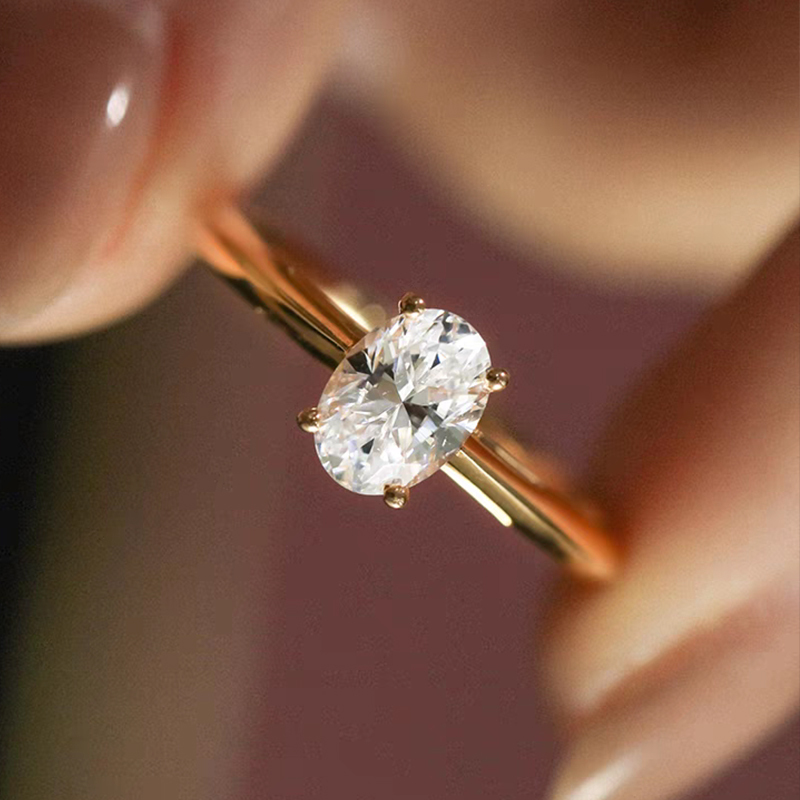 Oval-cut lab-grown diamond ring