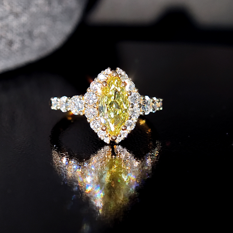Yellow lab-grown diamond ring