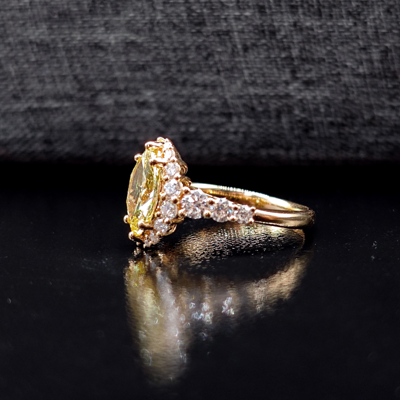 Yellow lab-grown diamond ring
