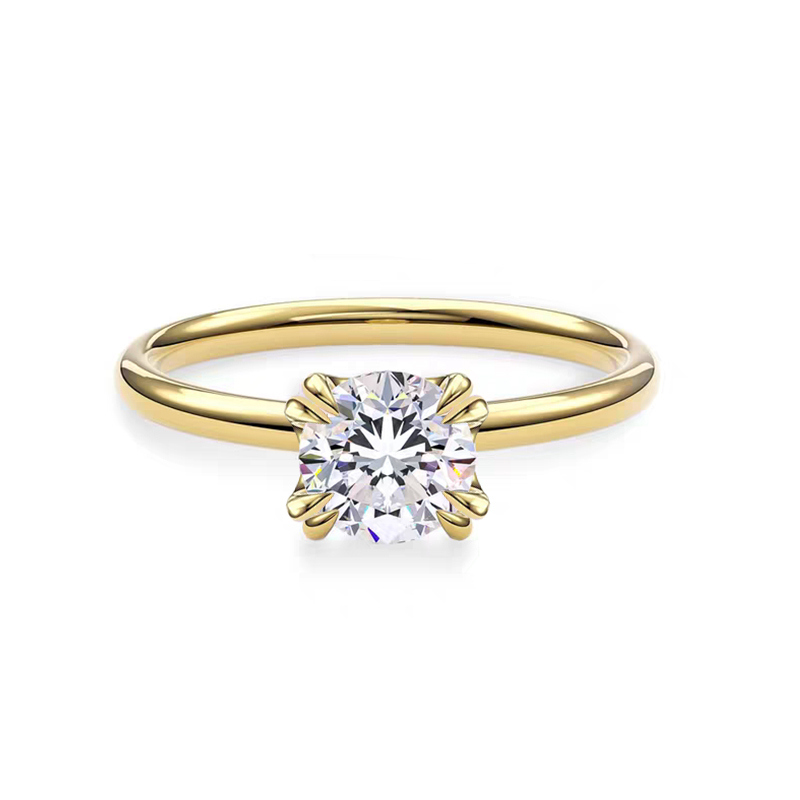 Cushion-cut lab-grown diamond ring with a plain shank