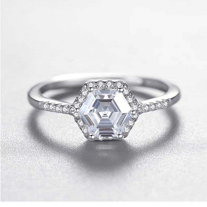 Hexagon-Cut Lab-Grown Diamond Ring