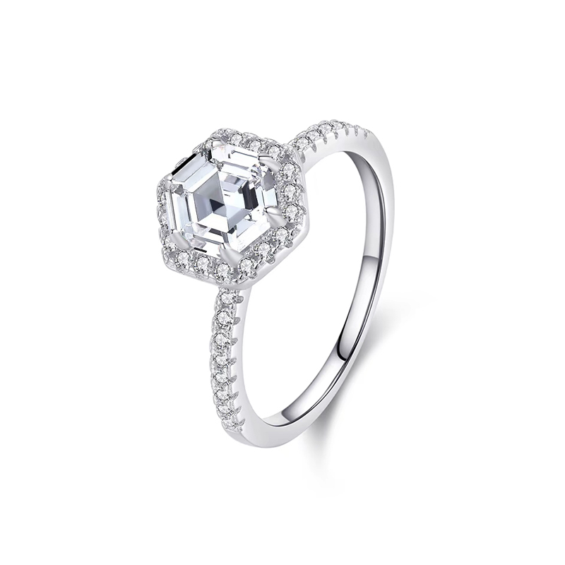 Hexagon-Cut Lab-Grown Diamond Ring