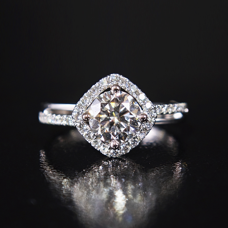 Cushion-Cut (Rounded Corners) Halo Lab-Grown Diamond Ring