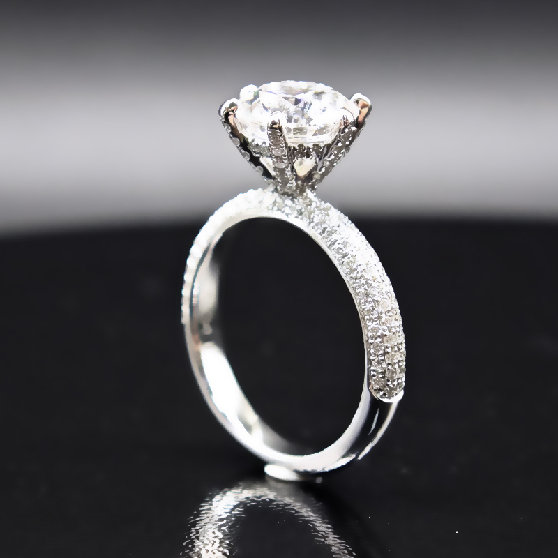 Six-Prong Fully Diamond-Set Lab-Grown Diamond Ring