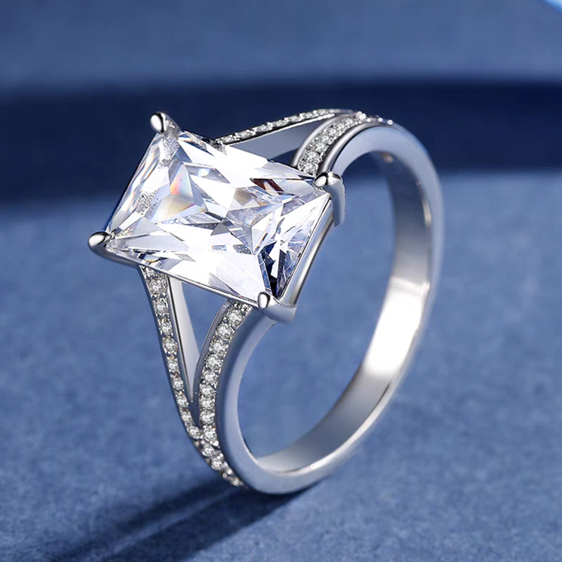 Emerald-Cut Two-Band Style Lab-Grown Diamond Ring