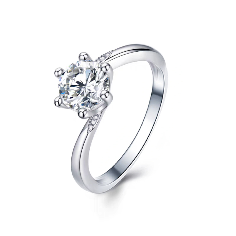 Six-Prong Twisted-Band Diamond Ring