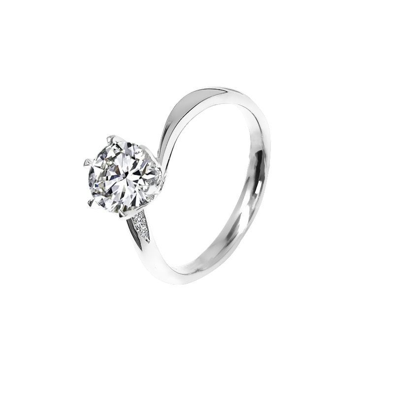 Six-Prong Twisted-Band Diamond Ring