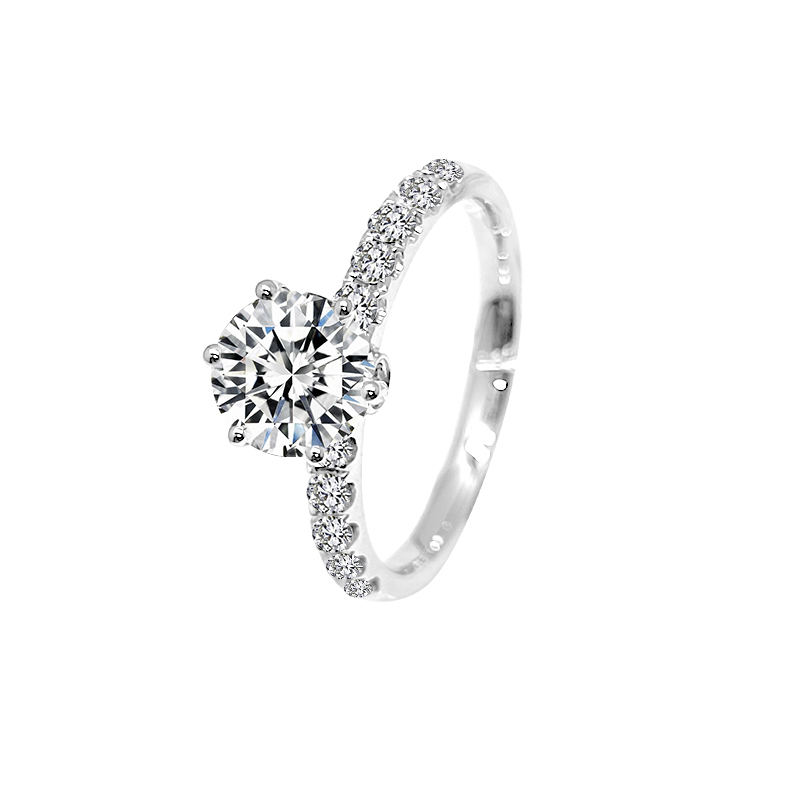 Six-Prong Diamond-Accented Band Ring
