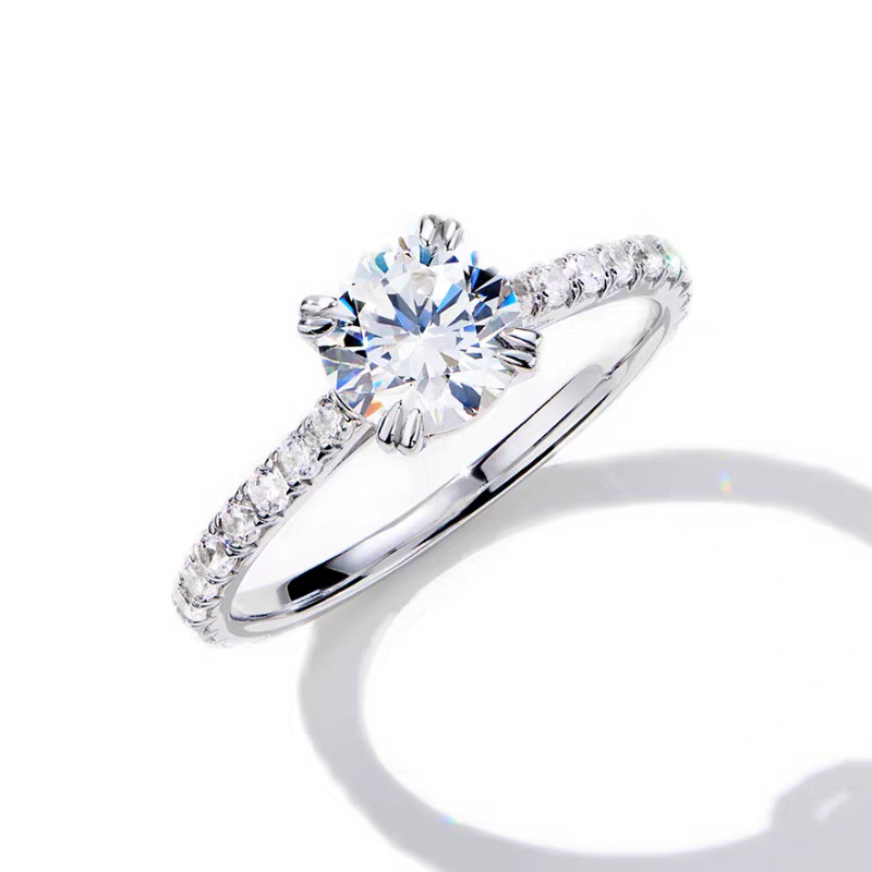 Six-Prong Diamond-Accented Band Ring