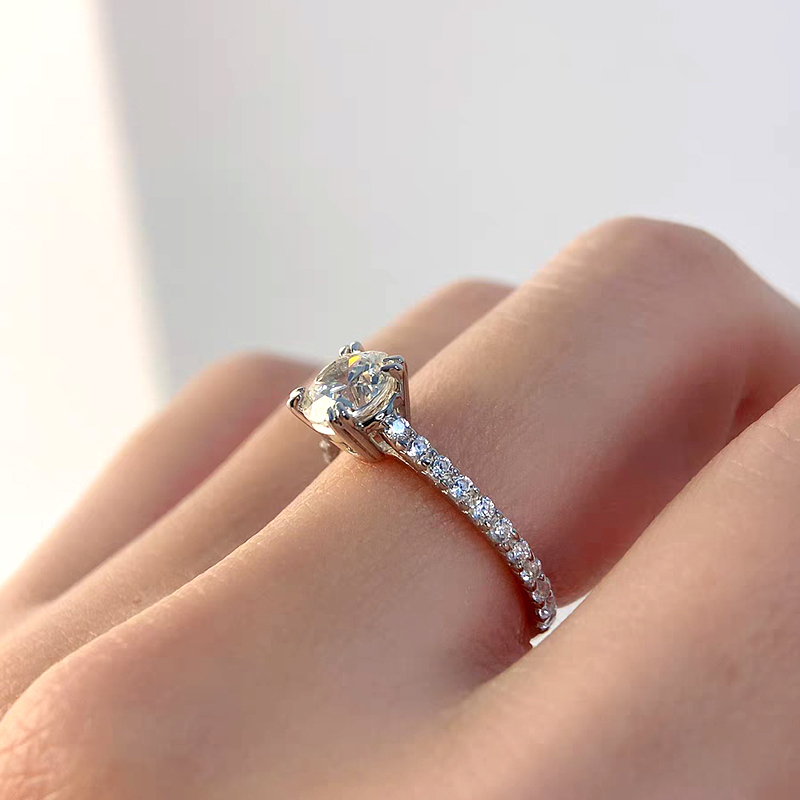 Six-Prong Diamond-Accented Band Ring