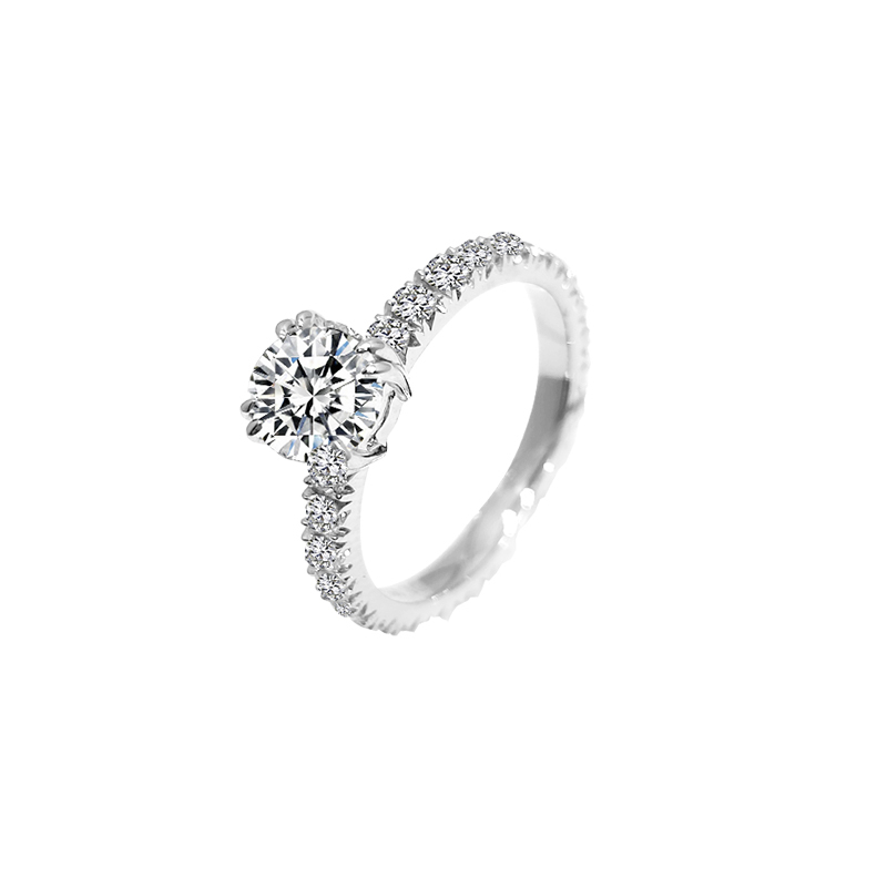 Six-Prong Diamond-Accented Band Ring