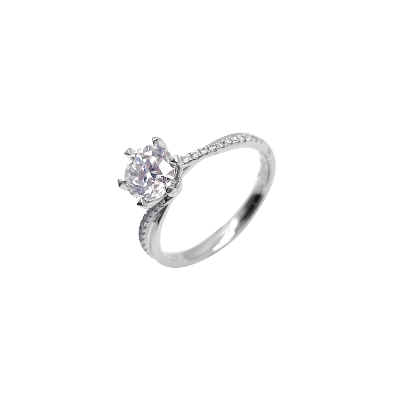 Six-Prong Set Twisted-Band Lab-Grown Diamond Ring