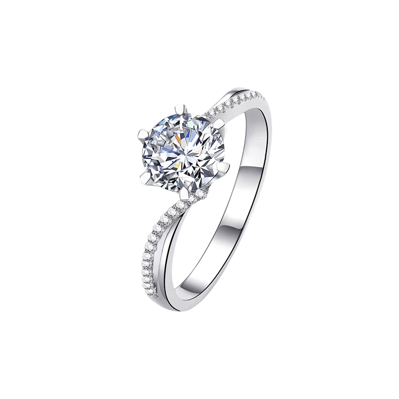 Snowflake-Inspired Twisted-Band Diamond Ring