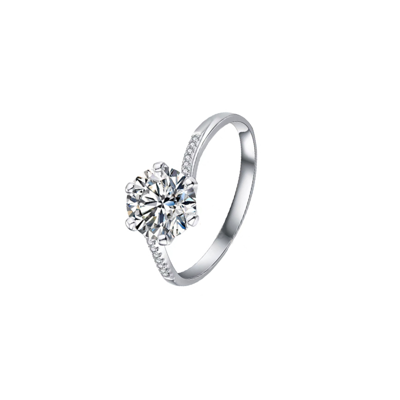 Six-Prong Set Twisted-Band Lab-Grown Diamond Ring（