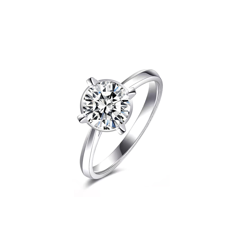 Round-Cut Four-Prong Set Lab-Grown Diamond Ring