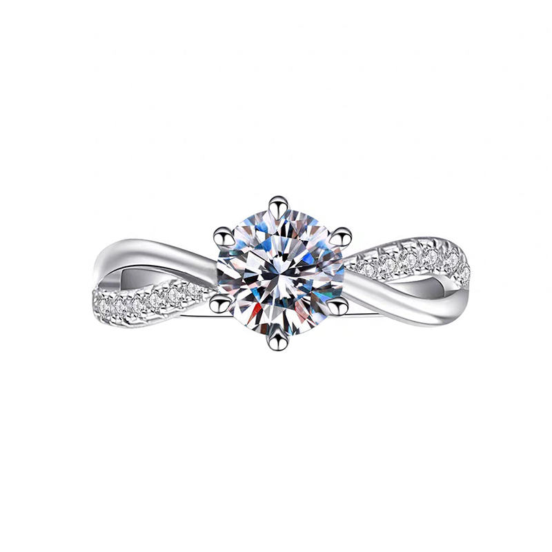 Six-Prong Set Twisted-Band Lab-Grown Diamond Ring