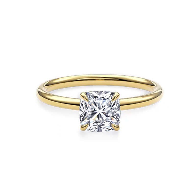 Cushion-Cut Plain-Band Lab-Grown Diamond Ring