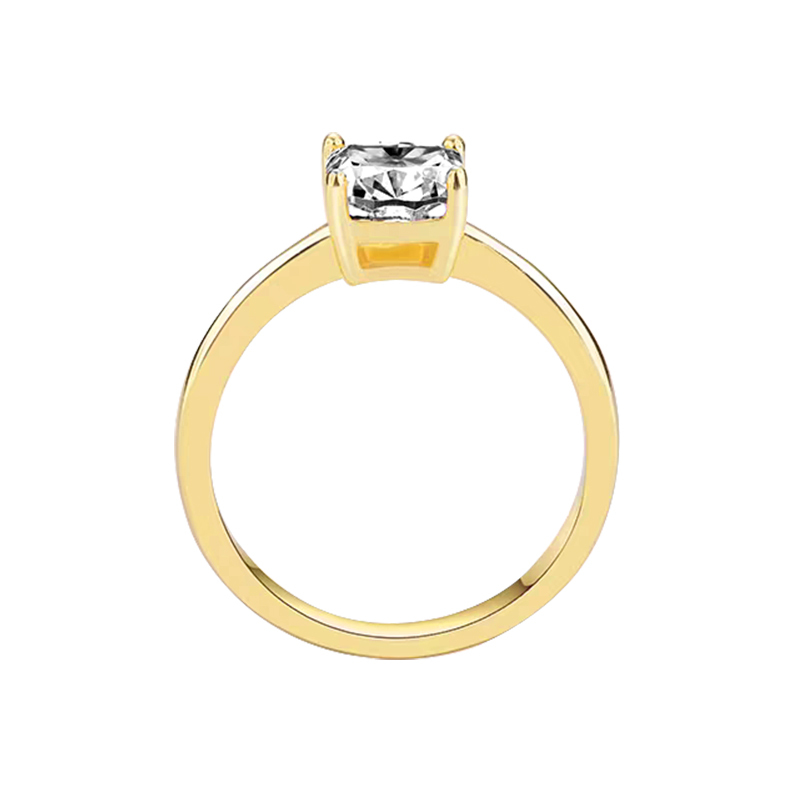 Cushion-Cut Plain-Band Lab-Grown Diamond Ring