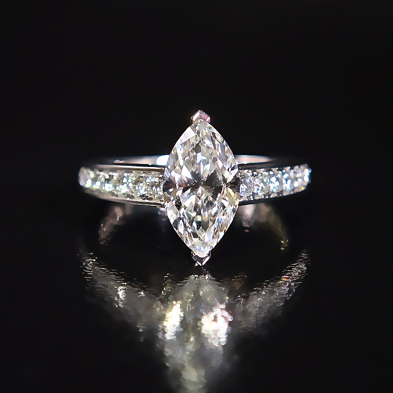 Marquise-Cut Diamond-Band Lab-Grown Diamond Ring