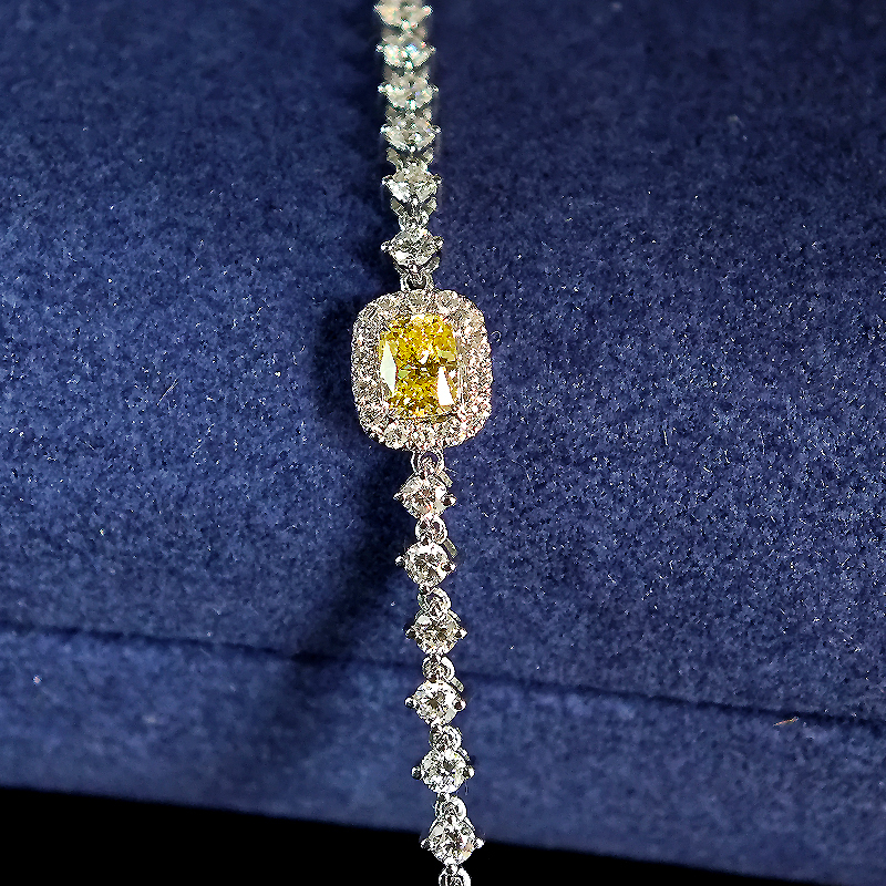 Cushion-Cut Yellow Diamond Bracelet