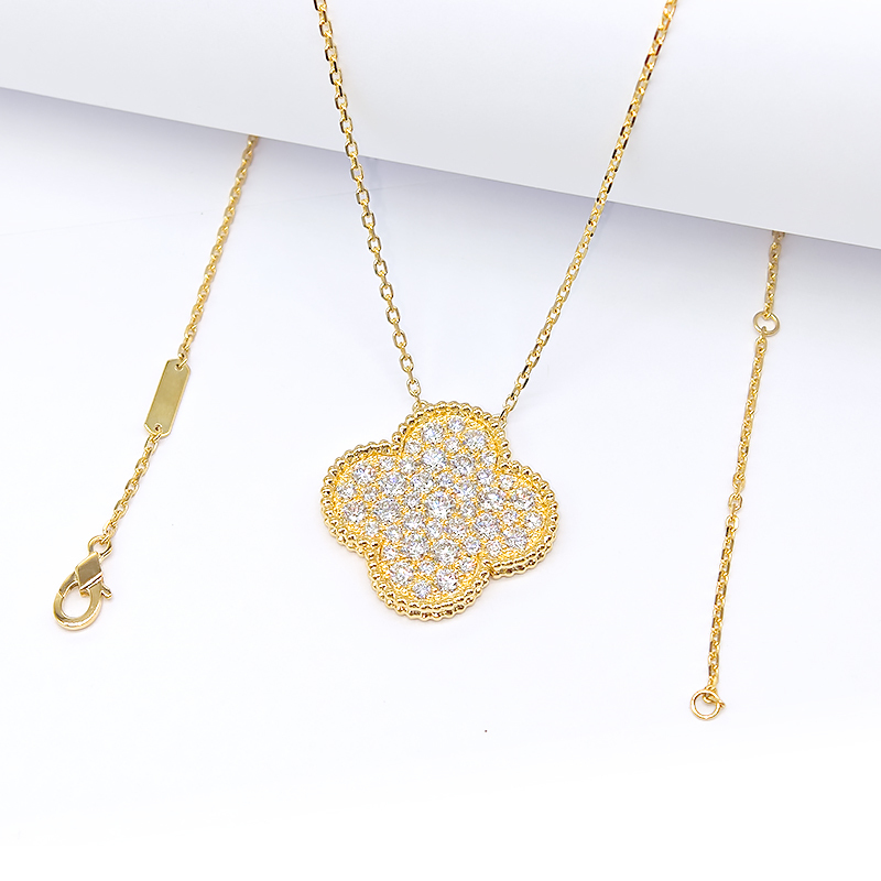 Pave Diamond Four-Leaf Clover Necklace