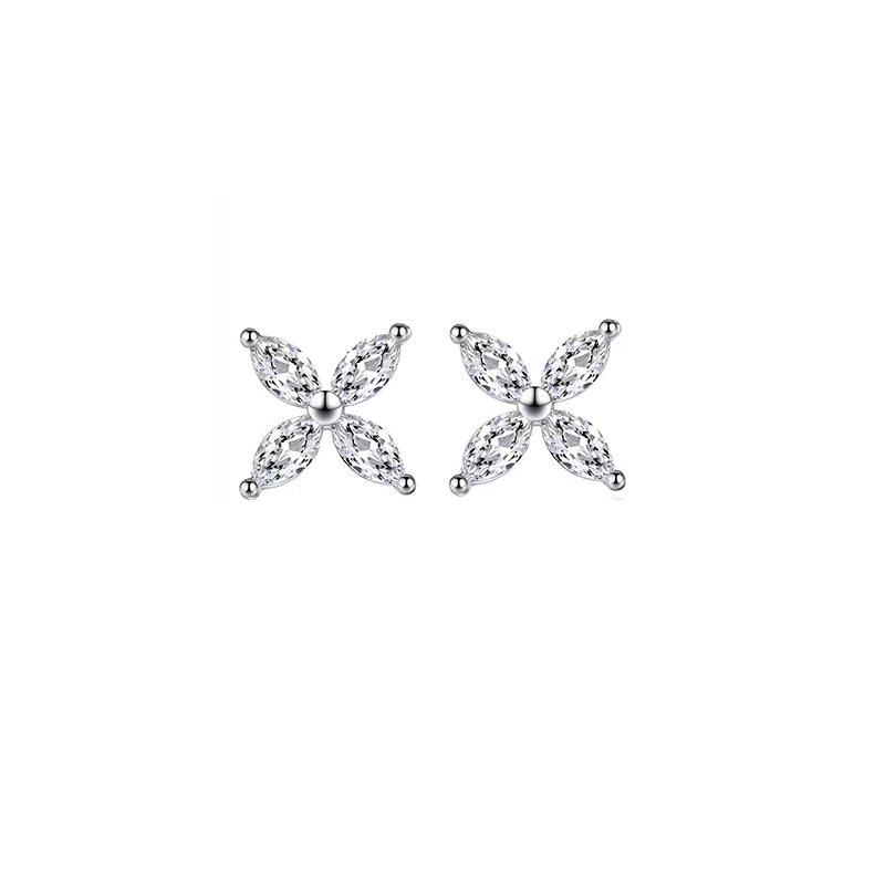 Marquise-Cut Four-Leaf Clover-Inspired Diamond Earrings