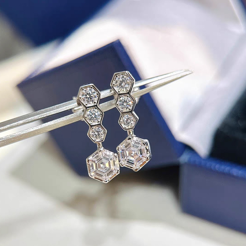 Hexagon Diamond Earrings