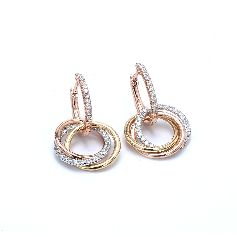 Interlocking Circle Lab Grown Diamond Drop Earrings