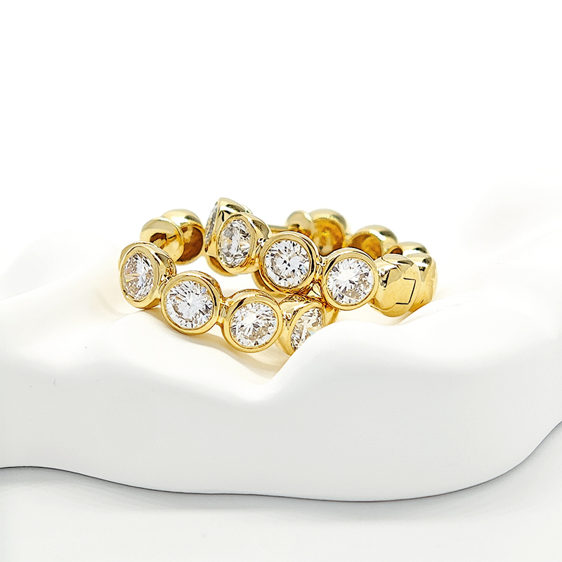 Bubble Bezel Set Lab Diamond Hoop