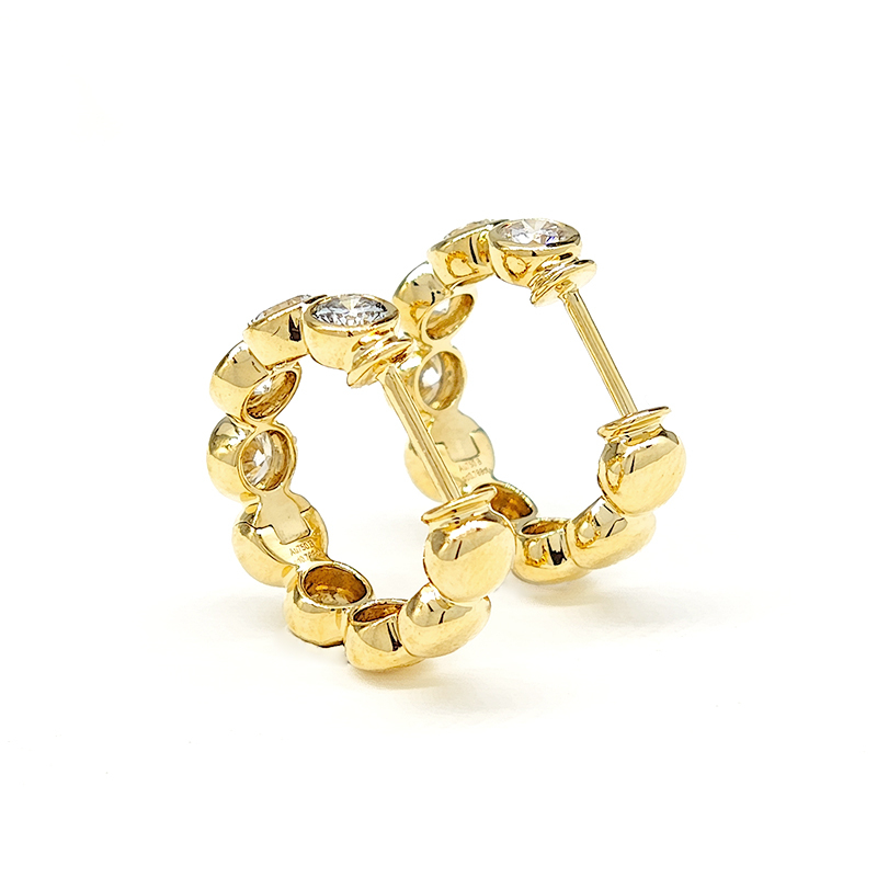Bubble Bezel Set Lab Diamond Hoop Earrings