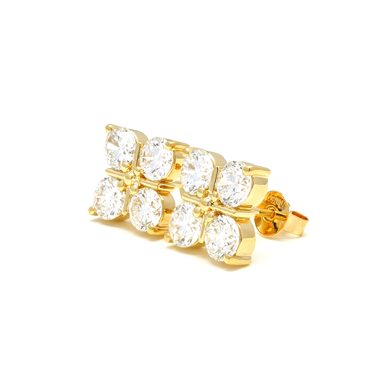 Elegant Floral Lab Diamond Stud
