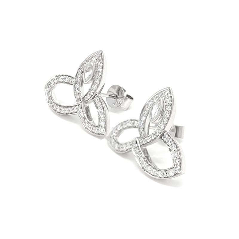 Luxe Three Petal Hollow Floral Lab Grown Diamond Studs
