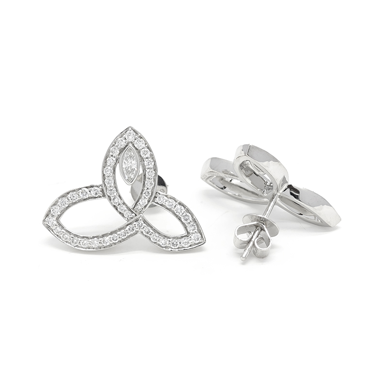 Hollow Floral Lab Grown Diamond Studs Earrings