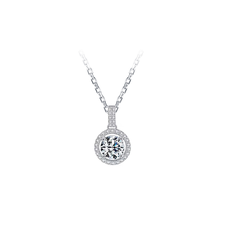 Round Halo Diamond Necklace