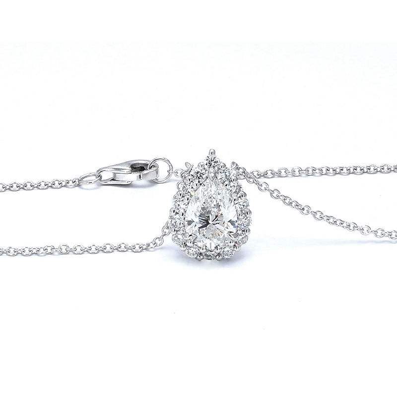 Pear-Cut Halo Diamond Necklace
