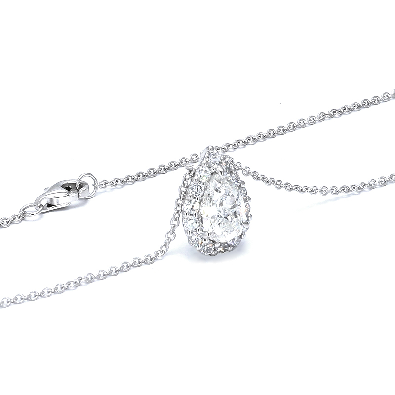 Pear-Cut Halo Diamond Necklace
