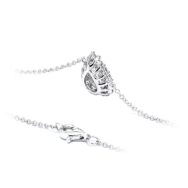 Pear-Cut Halo Diamond Necklace