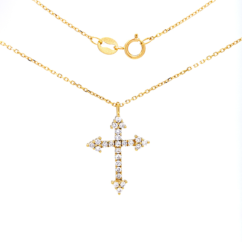 Cross-Shaped Pave Diamond Necklace