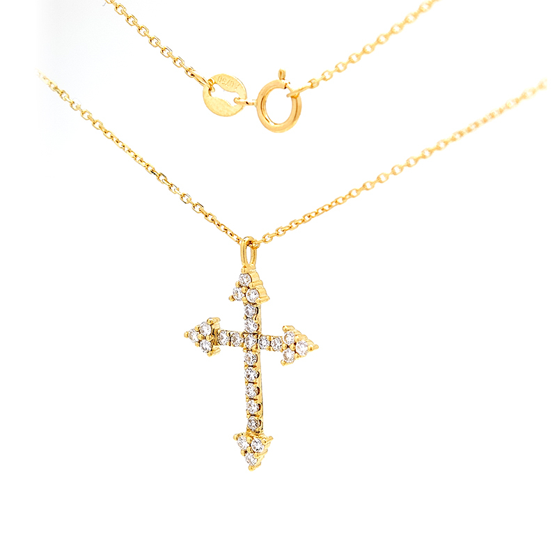 Cross-Shaped Pave Diamond Necklace