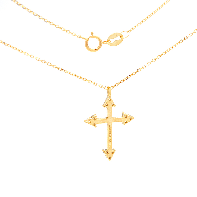 Cross-Shaped Pave Diamond Necklace